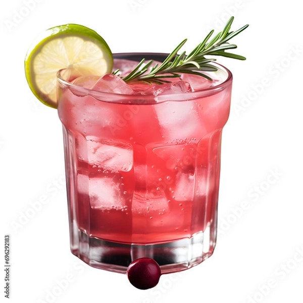 Fototapeta Cold season drink - cranberry cocktail isolated on transparent background Generative AI	

