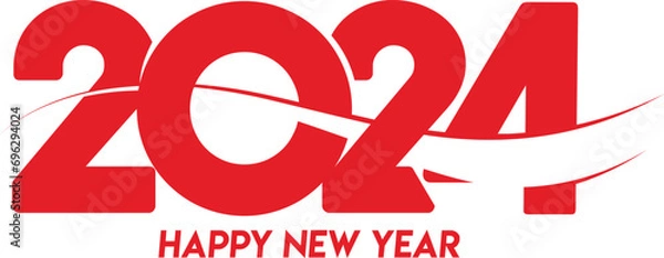 Fototapeta Happy New Year 2024 Red Illustration