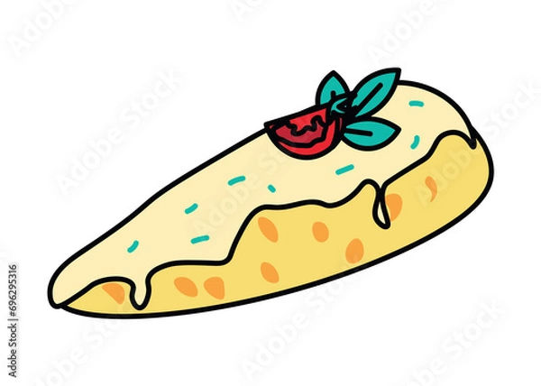 Obraz Mexican product of food colorful set. The design beautifully showcases a fresh and crusty loaf of bread with cheese sauce, an essential element of Mexican meals. Vector illustration.
