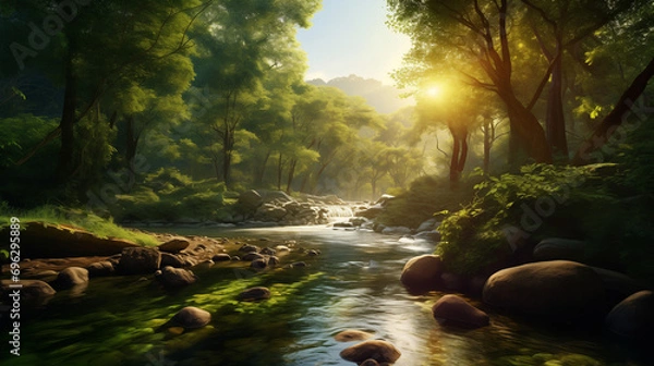 Fototapeta river in the forest