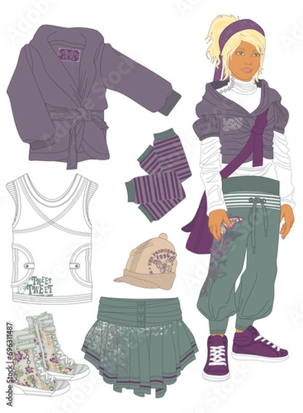 Obraz set of vector model and clothes