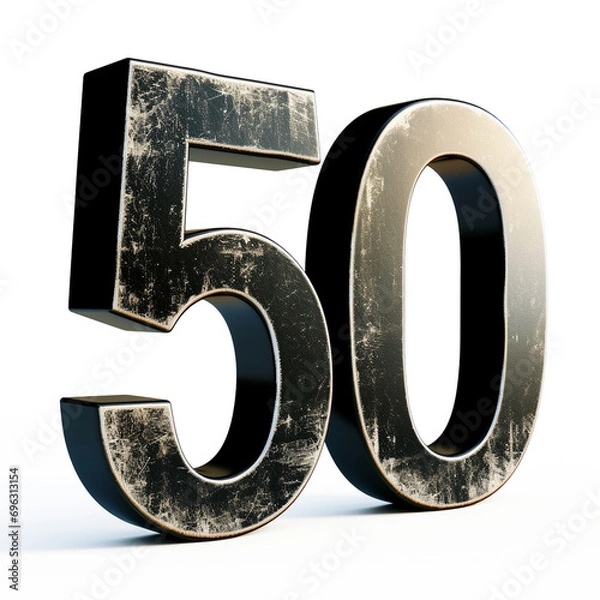 Obraz 3d soft black 50 number on transparent background, ai technology