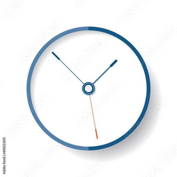 Fototapeta Clock icon in flat style, timer on white background. Fine lines. Business watch. Vector design element for you project