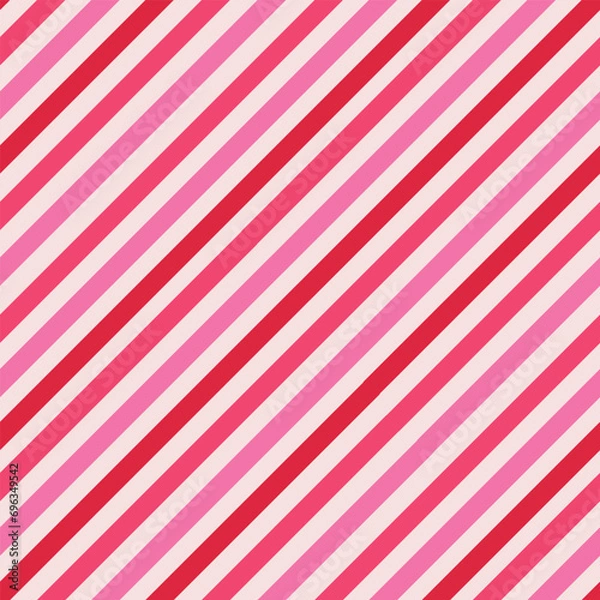 Fototapeta Striped diagonal lines seamless pattern in red, pink and coral. For fabric, textile, wrapping paper and backgrounds 