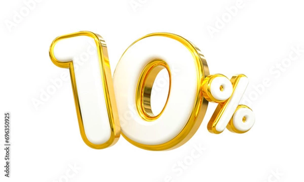 Fototapeta 3d rendering of golden 10 percent discount Number for your unique selling poster banner ads Party or birthday design