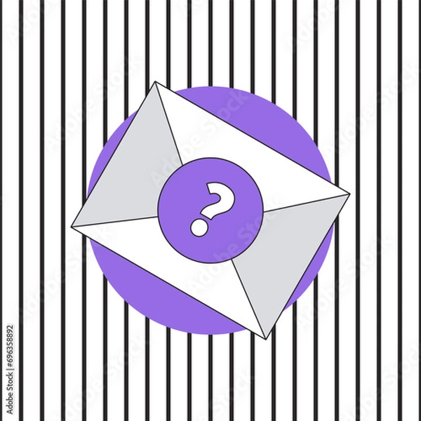 Fototapeta Sealed envelope with purple circle and question