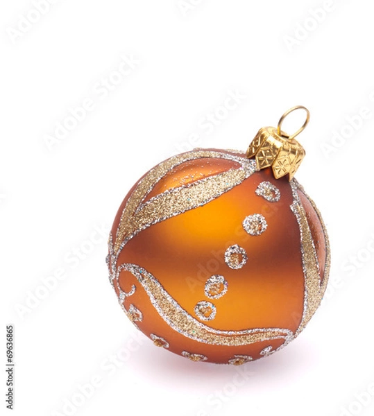 Obraz orange christmas ball on white background