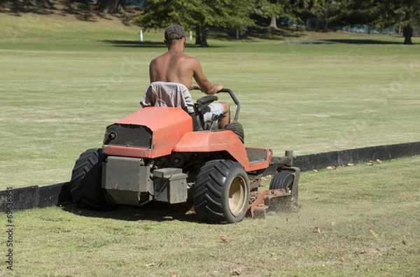 Fototapeta Ride on grass cutting machine
