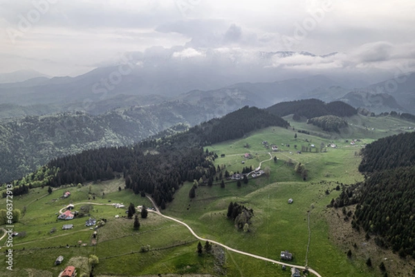 Fototapeta ROMANIA - Landscape with mountains in the background