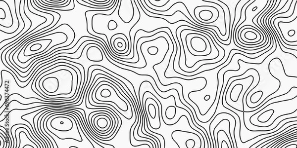 Fototapeta Abstract Topographic Map in Contour white and block background design. Ocean topographic line map with curvy wave isolines vector Topographic Map in Contour.