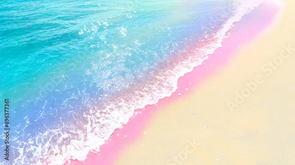 Fototapeta 虹色の海　海岸　波打ち際