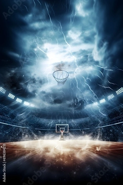 Obraz First person perspective of seeing basketball match in a luxury stadium