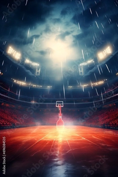 Obraz First person perspective of seeing basketball match in a luxury stadium