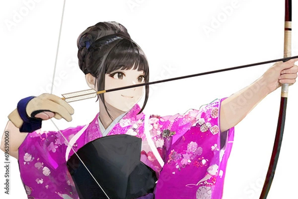 Fototapeta 三十三間堂の通し矢（ピンクの晴れ着姿の女性）