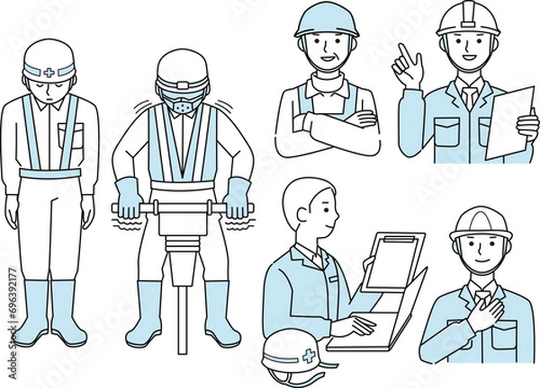 Obraz 働く工事現場作業員 男性