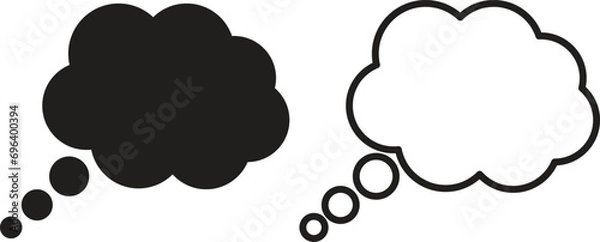 Obraz Thinking cloud icon set in two styles . Trendy think bubble icon vector