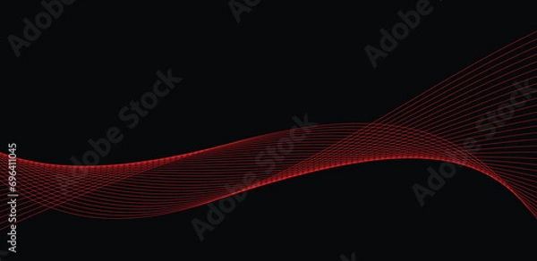 Fototapeta Red line and black background 