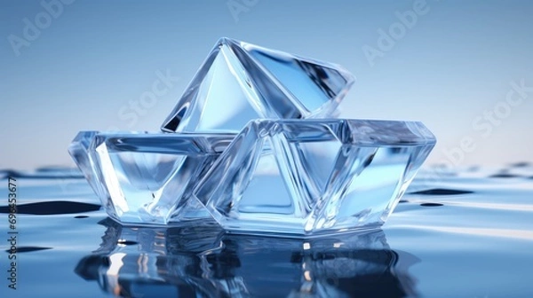 Obraz Ice cubes isolated on white background.