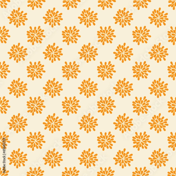Fototapeta Seamless pattern with abstract orange flowers