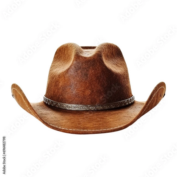 Obraz A brown cowboy hat on transparent background Generative AI