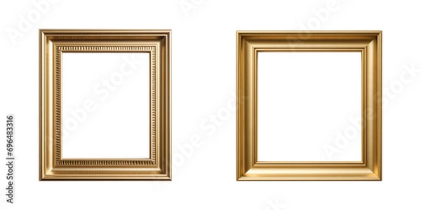 Fototapeta gold picture frame on transparent background Generative AI