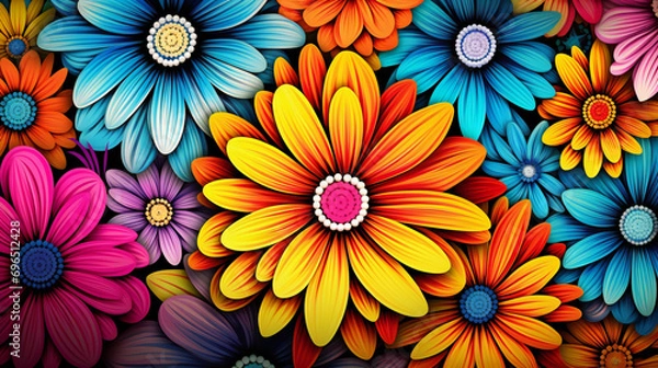 Obraz Power Flower Hippie wielokolorowe tło psychodeliczne stokrotka