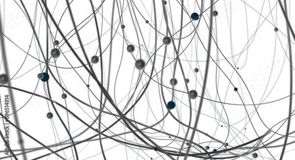 Fototapeta Abstract technology futuristic network - fantasy plexus background. 3D rendering