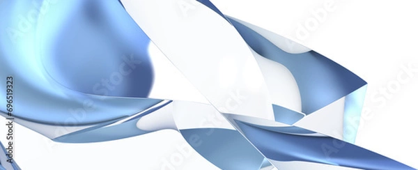 Fototapeta blue wave abstract background 3d rendering flat design style