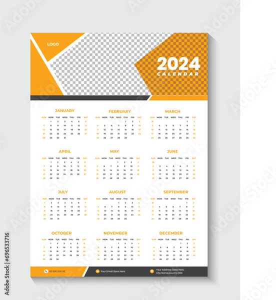 Fototapeta one page wall calendar design template