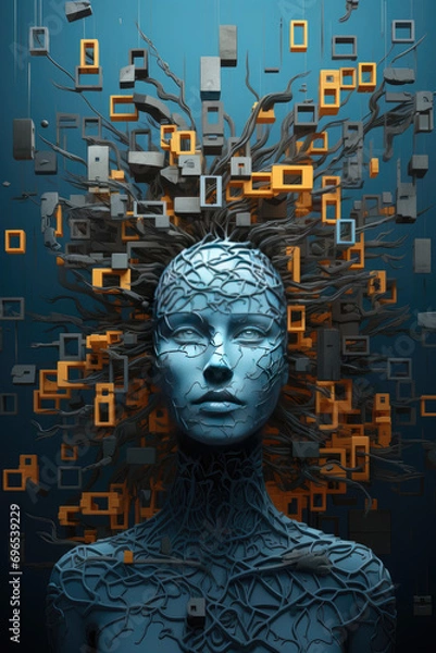 Fototapeta Artistic illustration, artificial intelligence. Generation Ai