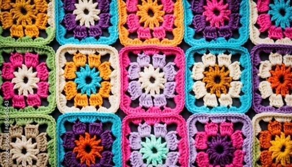 Obraz Colorful Crocheted Granny Squares