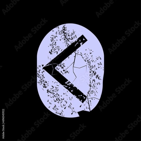 Fototapeta T-shirt design of the runic letter called Kenaz carved in stone. Ancient alphabet to tell the future.