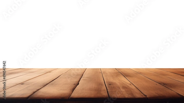 Fototapeta Empty blank wooden floor isolated on transparent background, for product promotion placement, marketing display product, png