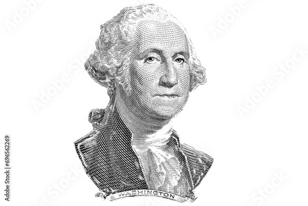 Fototapeta pencil drawing of a portrait of George Washington from American one dollar bill.