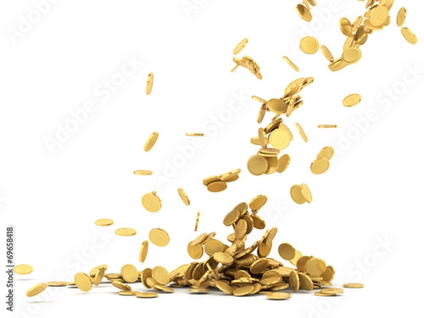 Obraz Falling golden coins isolated