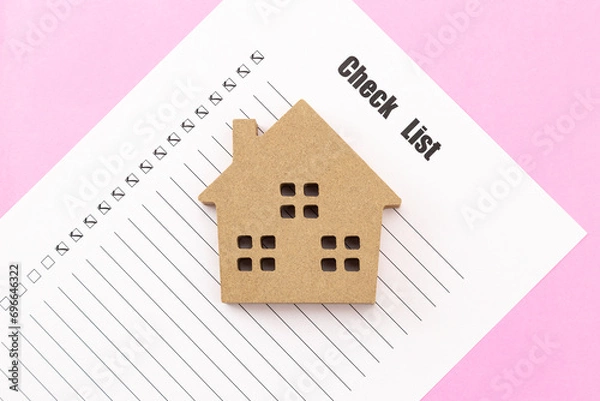 Fototapeta 不動産模型とチェックリスト