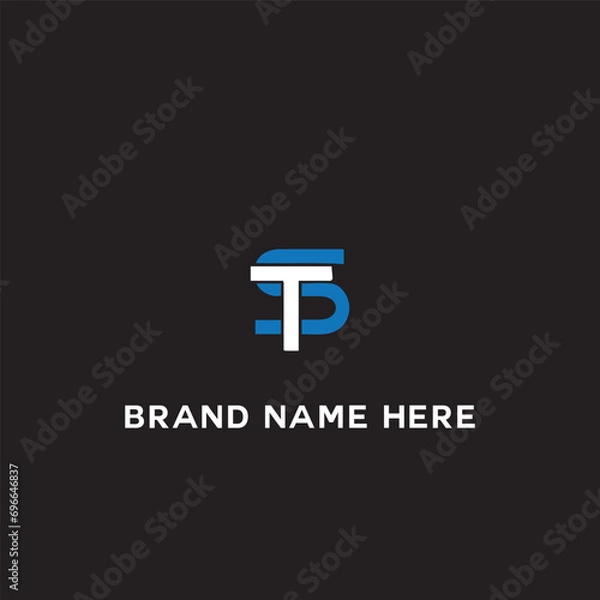 Fototapeta TS logo. T S design. White TS letter. TS, T S letter logo design. Initial letter TS linked circle uppercase monogram logo. T S letter logo vector design.	
