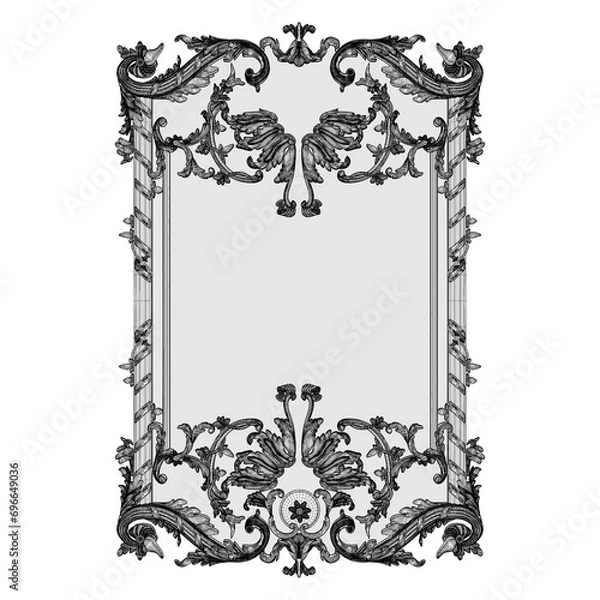 Fototapeta Gothic Frame. Illustration Isolated On White Background. An Illustration Of A Gothic Vintage Retro Frame Background.