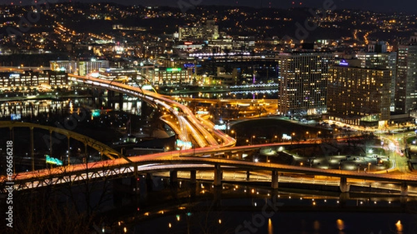 Fototapeta pittsburgh city skyline at night