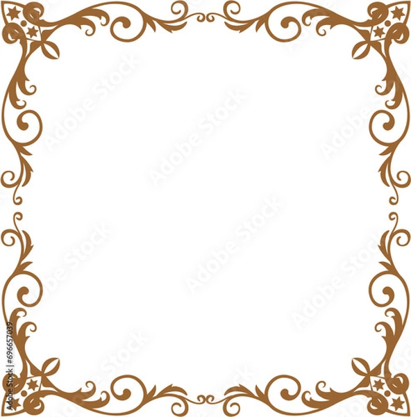 Fototapeta Set Square with Ornament Brown Color floral