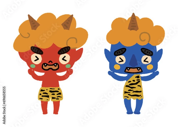 Obraz 赤鬼と青鬼_手描きのイラスト
