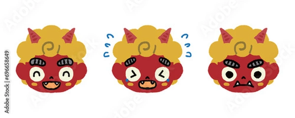 Obraz 赤鬼のいろいろな表情イラストセット
