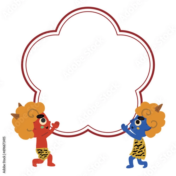 Obraz 節分_手描きイラスト_フレーム
