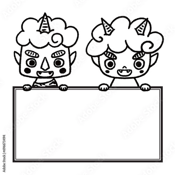 Obraz イラスト_フレーム_モノクロ