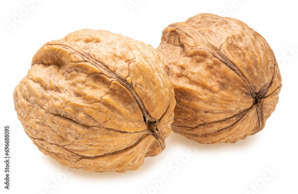 Fototapeta Walnuts isolate on white background with clipping path.