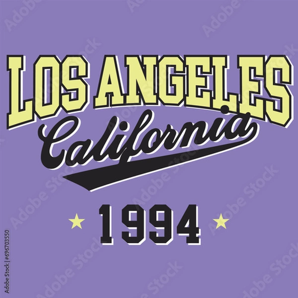 Fototapeta Los Angeles California Vintage 1994 University Status Slogan Varsity Print Vector Art