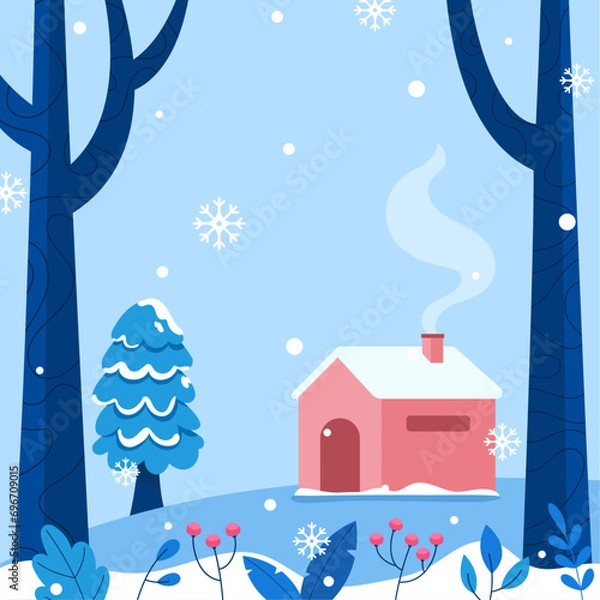 Obraz Winter season square background illustration