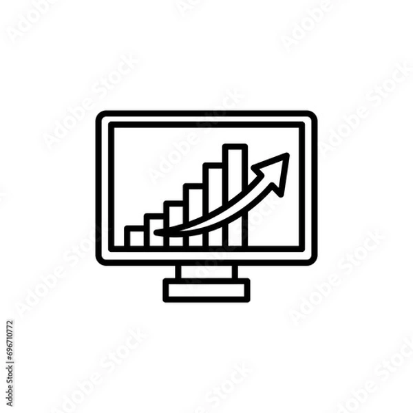 Obraz Growth chart outline icons, business minimalist vector illustration ,simple transparent graphic element .Isolated on white background