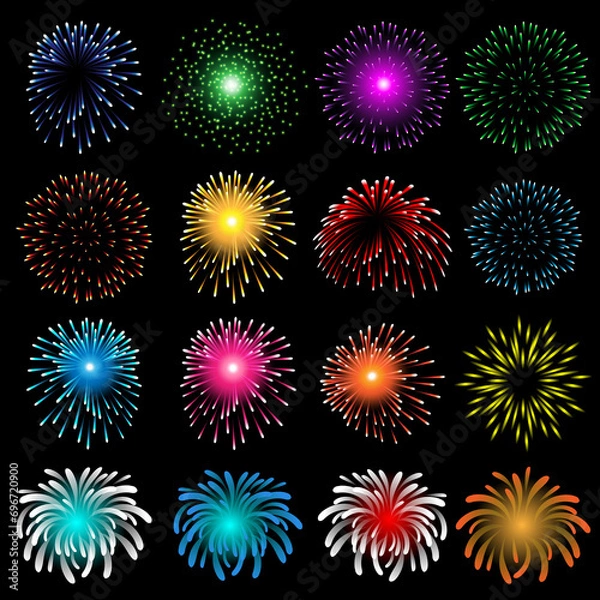 Obraz colorful fireworks on black background for celebration