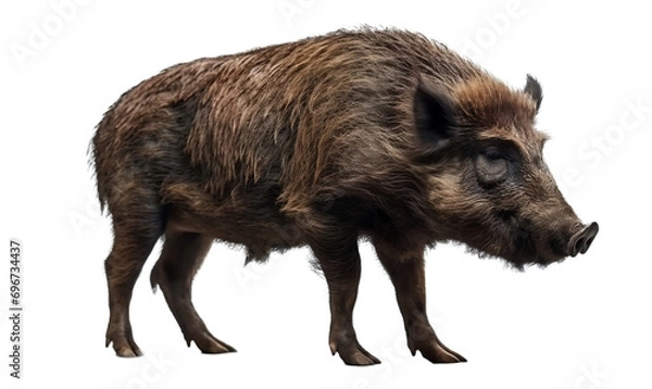 Obraz Wild boar on a light, transparent background.